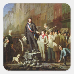 Baudin op de Barricade van Faubourg Vierkante Sticker