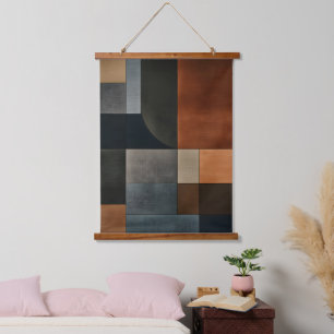 Bauhaus aardse geometrische patroon wandtapijt hangend wandkleed