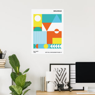 Bauhaus Abstracte Poster Oranje Teal