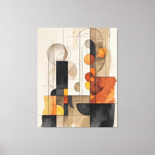 Bauhaus Aquarel Abstract doek Canvas Afdruk