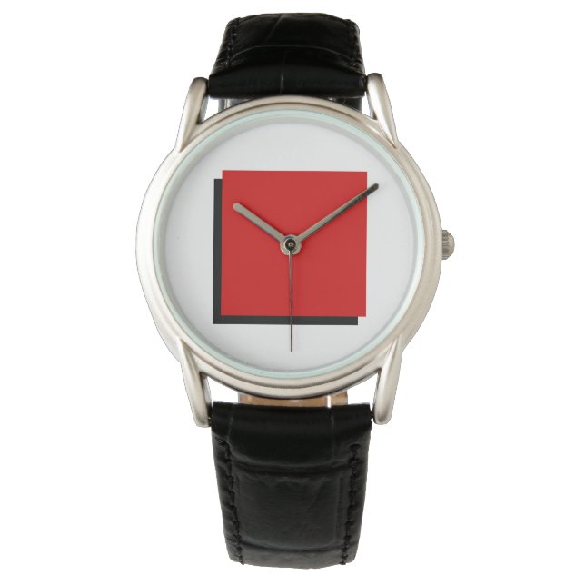 Bauhaus Art Composition Rode Plein Horloge (Voorkant)