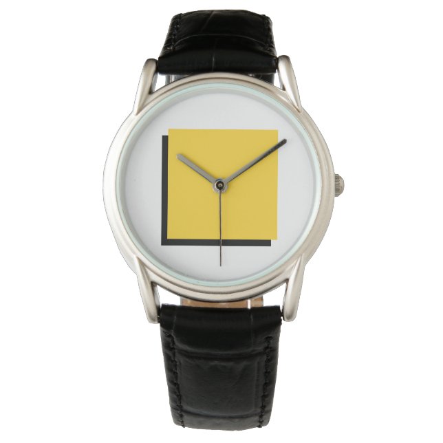 Bauhaus Art Composition Yellow Square Horloge (Voorkant)