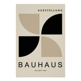 Bauhaus Beige Zwart Geometrisch Kwart Cirkel Perfect Poster