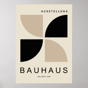 Bauhaus Beige Zwart Geometrisch Kwart Cirkel Poster