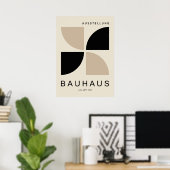 Bauhaus Beige Zwart Geometrisch Kwart Cirkel Poster (Thuiskantoor)