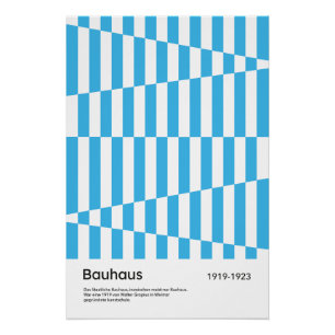 Bauhaus Blau Gestreept Geometrisch Kunstprint 1923 Perfect Poster