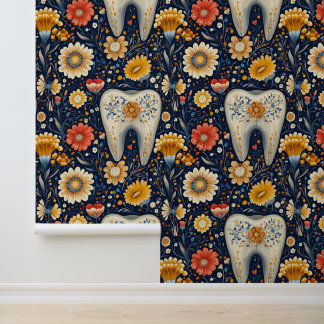 Bauhaus Bloemen Tand Tandheelkundige kliniek Muurd Behang