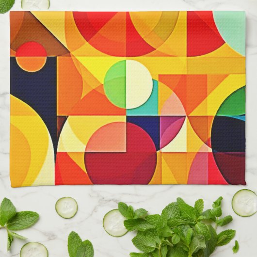 Bauhaus Color Geometry Design Theedoek (Gevouwen)