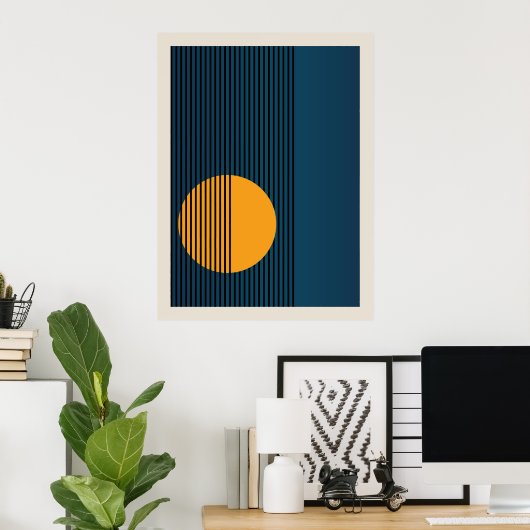 Bauhaus | Conception rétro | Poster bleu (Bureau à domicile)