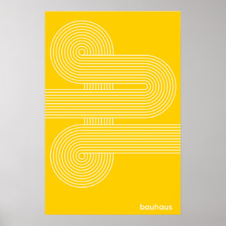 Bauhaus Geel S-Curve Lijn Kunstprint Krachtig Poster