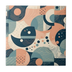 Bauhaus Geïnspireerde Abstracte Cirkels Lijnen Nav Tegeltje