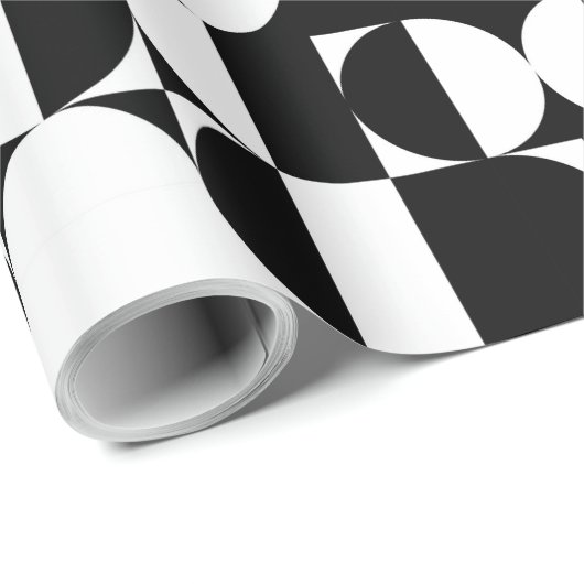 Bauhaus Geometric Black en White Cadeaupapier (Rol Hoek)