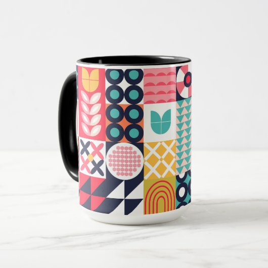 Bauhaus Geometric Pattern Cup Mok (Voorkant links)