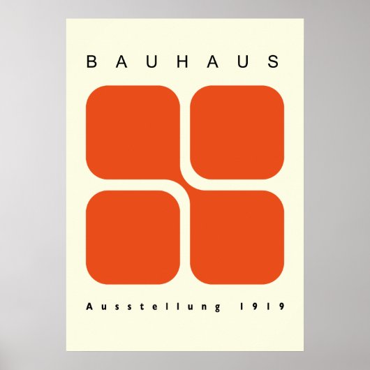 Bauhaus Geometric Poster Orange Retro Print (Devant)