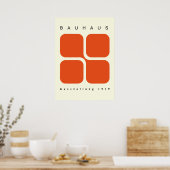 Bauhaus Geometric Poster Orange Retro Print (Cuisine)