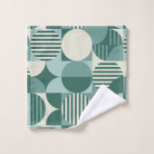Bauhaus géométriques, Turquoise, Seafoam, Crème (Gant de toilette)