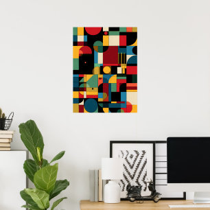 Bauhaus Geometrische Abstract Kleurrijke Mozaïek P Poster