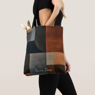 Bauhaus Geometrische Patroon Aangepaste Naam Boods Draagtas