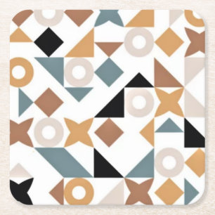 Bauhaus Geometrische XOXO Vierkant Papier Drink Co Vierkante Kartonnen Onderzetter