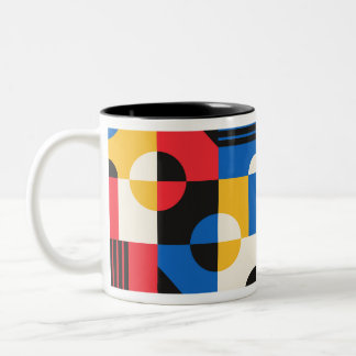 Bauhaus Geometry Pattern Tweekleurige Koffiemok