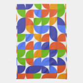 Bauhaus Mid Century Patroon blauw, Sinaasappel, gr Theedoek (Verticaal)