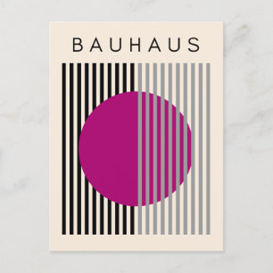 Bauhaus Modern Art Paarse Cirkelstrepen Feestdagenkaart
