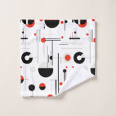 Bauhaus noir rouge formes géométriques sur blanc (Gant de toilette)