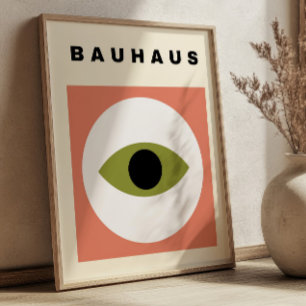 Bauhaus Oog Illustratie Mid Century Modern Retro Poster