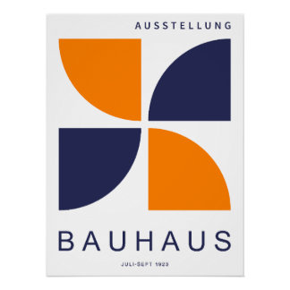 Bauhaus Orange Navy Geometric Quarter Circle Perfect Poster