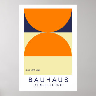 Bauhaus Oranje Marineblauw Halve Cirkel Krachtige  Poster