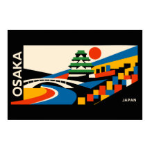 Bauhaus Osaka Japan Reisposter Geometrisch Kasteel
