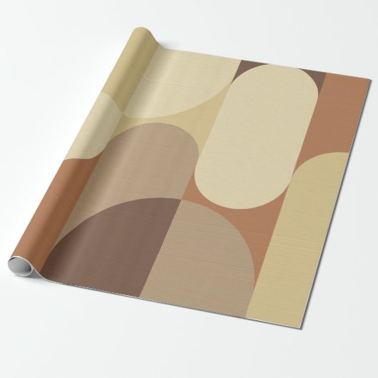 Bauhaus Pattern Brown Earth Tones uit 1970 Cadeaupapier (Uitgerold)