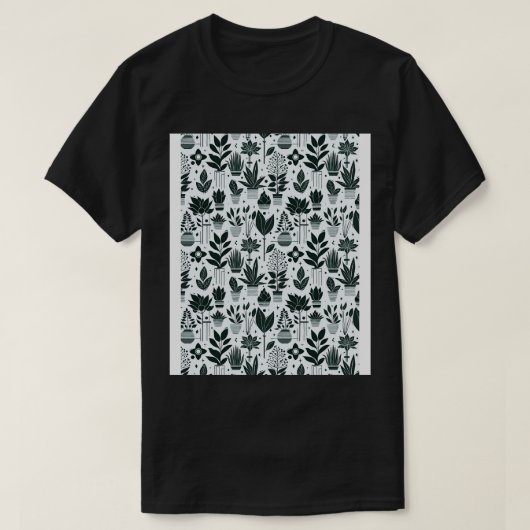 Bauhaus Plant Pattern Green T-shirt (Design voorkant)