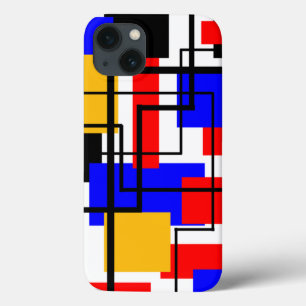 Bauhaus Rechthoeken en Lijnen - Wit iPhone 13 Hoesje