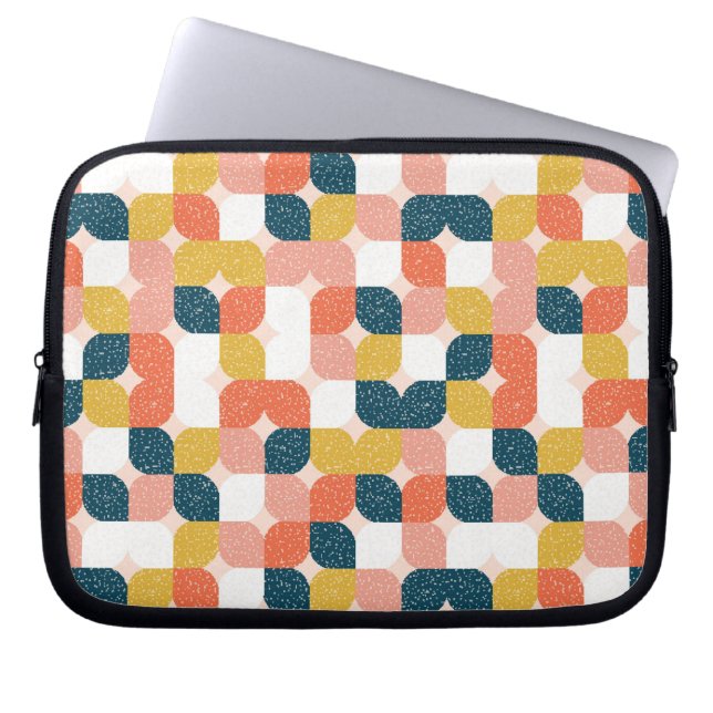 Bauhaus Retro Geometric Pattern Laptop Sleeve (Voorkant)