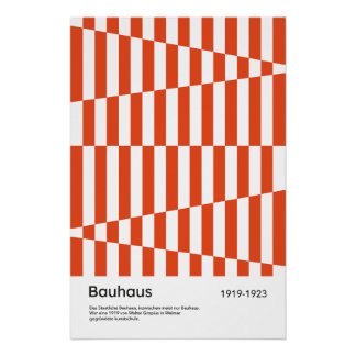 Bauhaus Rood Oranje Streep Geometrische Kunstprint Perfect Poster