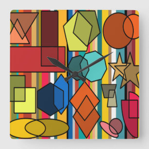 Bauhaus Shapes en Lines Vierkante Klok