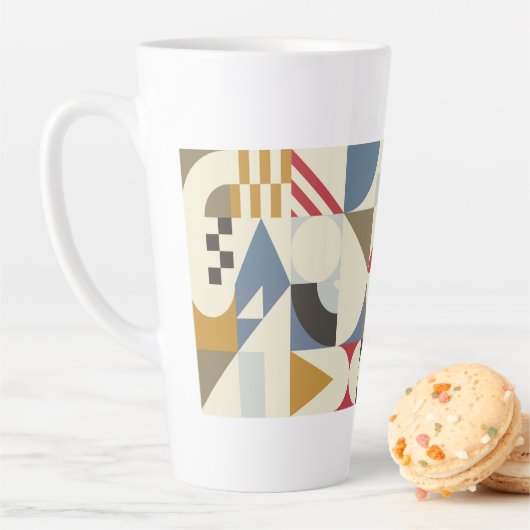 Bauhaus Stijl Geometrisch Vormontwerp Latte Mok (In situ)