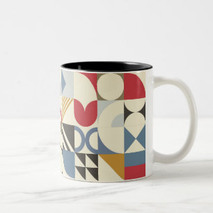 Bauhaus Stijl Geometrisch Vormontwerp Tweekleurige Koffiemok