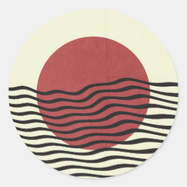 Bauhaus-stijl zonsondergang ronde sticker