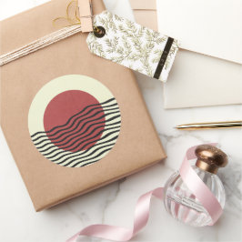 Bauhaus-stijl zonsondergang ronde sticker