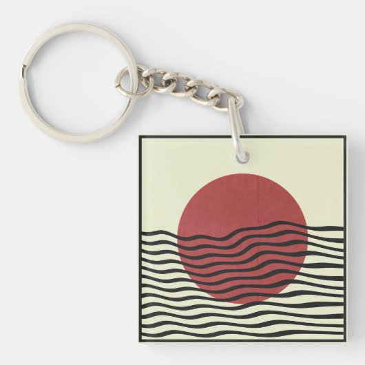 Bauhaus-stijl zonsondergang sleutelhanger (voorkant)