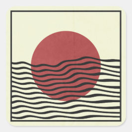 Bauhaus-stijl zonsondergang vierkante sticker