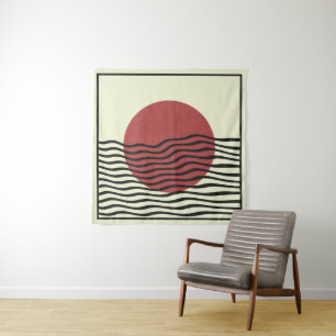 Bauhaus-stijl zonsondergang wandkleed