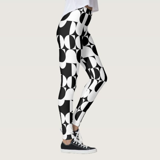 Bauhaus Style Black en White Geometric Retro Leggings (Rechts)