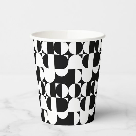 Bauhaus Style Black en White Geometric Retro Papieren Bekers (Links)