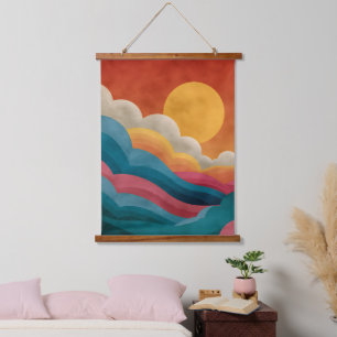 Bauhaus Sunset Houten Wandtapijt Hangend Wandkleed