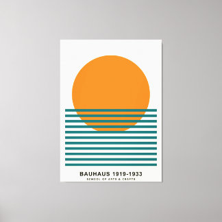 Bauhaus Sunset Strepen Poster Retro Muurkunst Canvas Afdruk