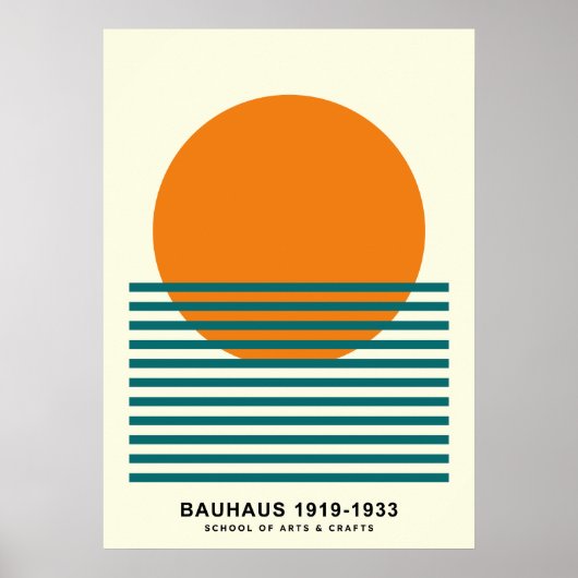 Bauhaus Sunset Stripes Poster Retro Wall Art (Devant)