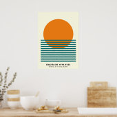 Bauhaus Sunset Stripes Poster Retro Wall Art (Cuisine)